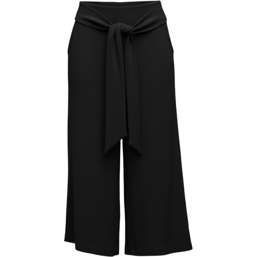 Chelsea  Wide Leg Crop Pants Black Woman Large Pull On Pockets Stretch Casual